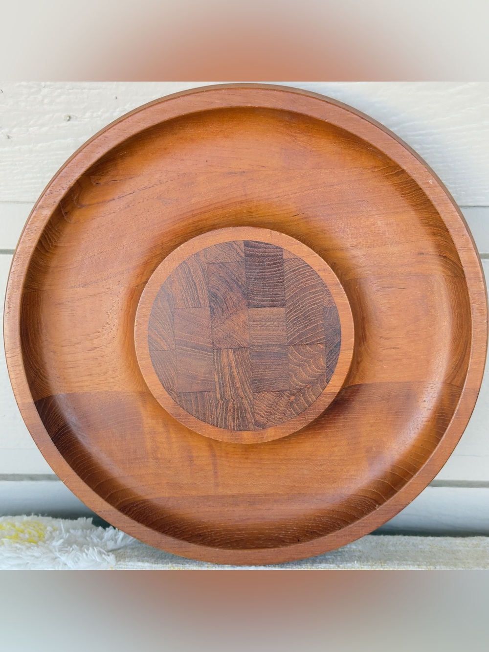 Vintage Jens Quistgaard Dansk Round Teak Cheese Board Serving Tray Charcuterie
